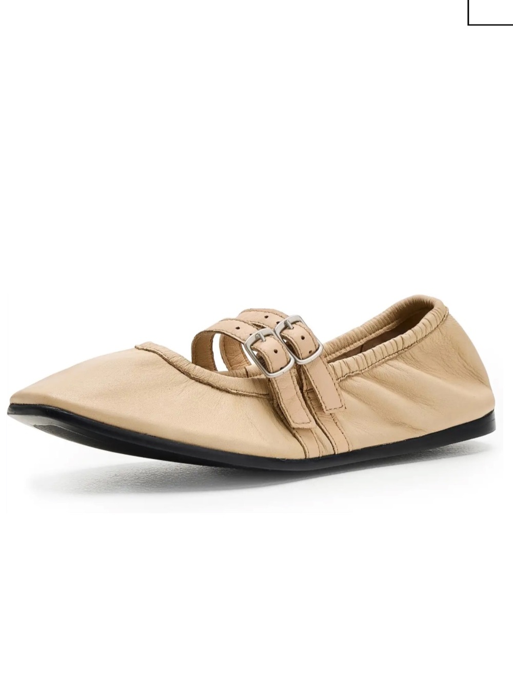 Free People Nude Double-Buckle Pointed Ballet Flats